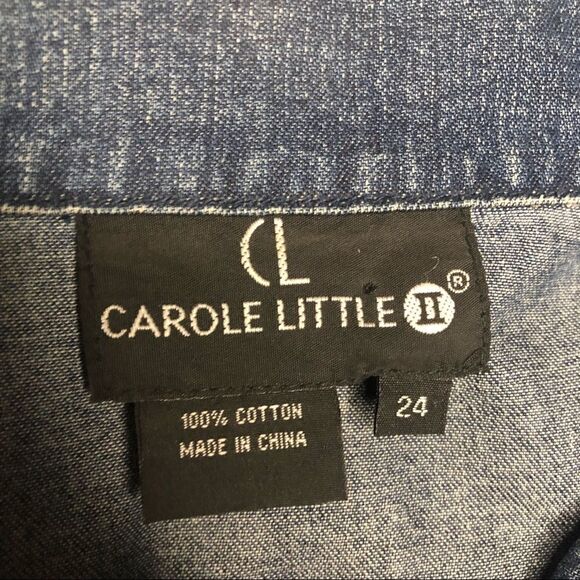 Carole Little Crochet/ Fringed Denim Jacket Sz  24 - Picture 4 of 9